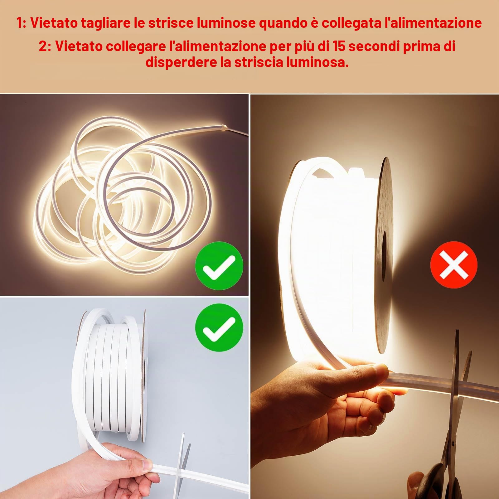 BENLUN Striscia LED Neon 220V 10 metri, 3000K Bianco Caldo Strisce LED Senza Trasformatore, 10W/M 120LEDs/M Luci LED Flessibile Esterno Impermeabile con Spina, per Commerciale, Residenziale