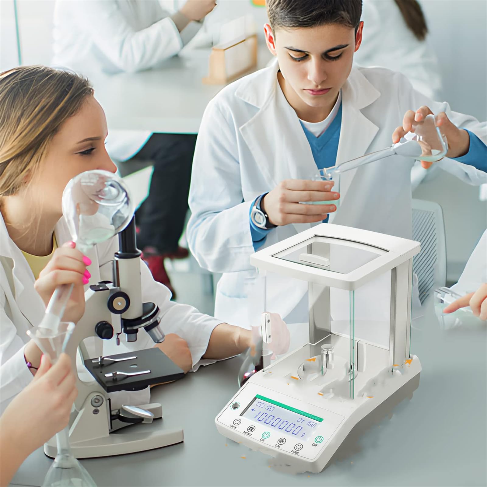 Waga analityczna laboratoryjna, precyzyjna waga laboratoryjna LCD 0,0001 g waga cyfrowa z osłoną przeciwwietrzną, elektroniczna waga laboratoryjna, waga analityczna do pomiarów przemysłowych