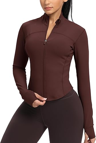 GYM RAINBOW Jakcets de entrenamiento con cremallera para mujer, ligeras, ajustadas, para correr, atléticas, con agujeros para el pulgar