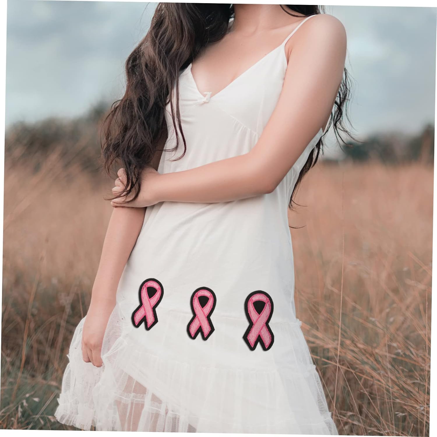 40pcs Removable Breast Cancer Awareness Ribbon Patches DIY Embroidered for Clothing Repair and Decoration Garments Pillows and Cushions