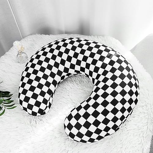 Miniatura 6 de DILIMI Funda de almohada de lactancia, funda de asiento de automóvil para niños y niñas, color negro a cuadros