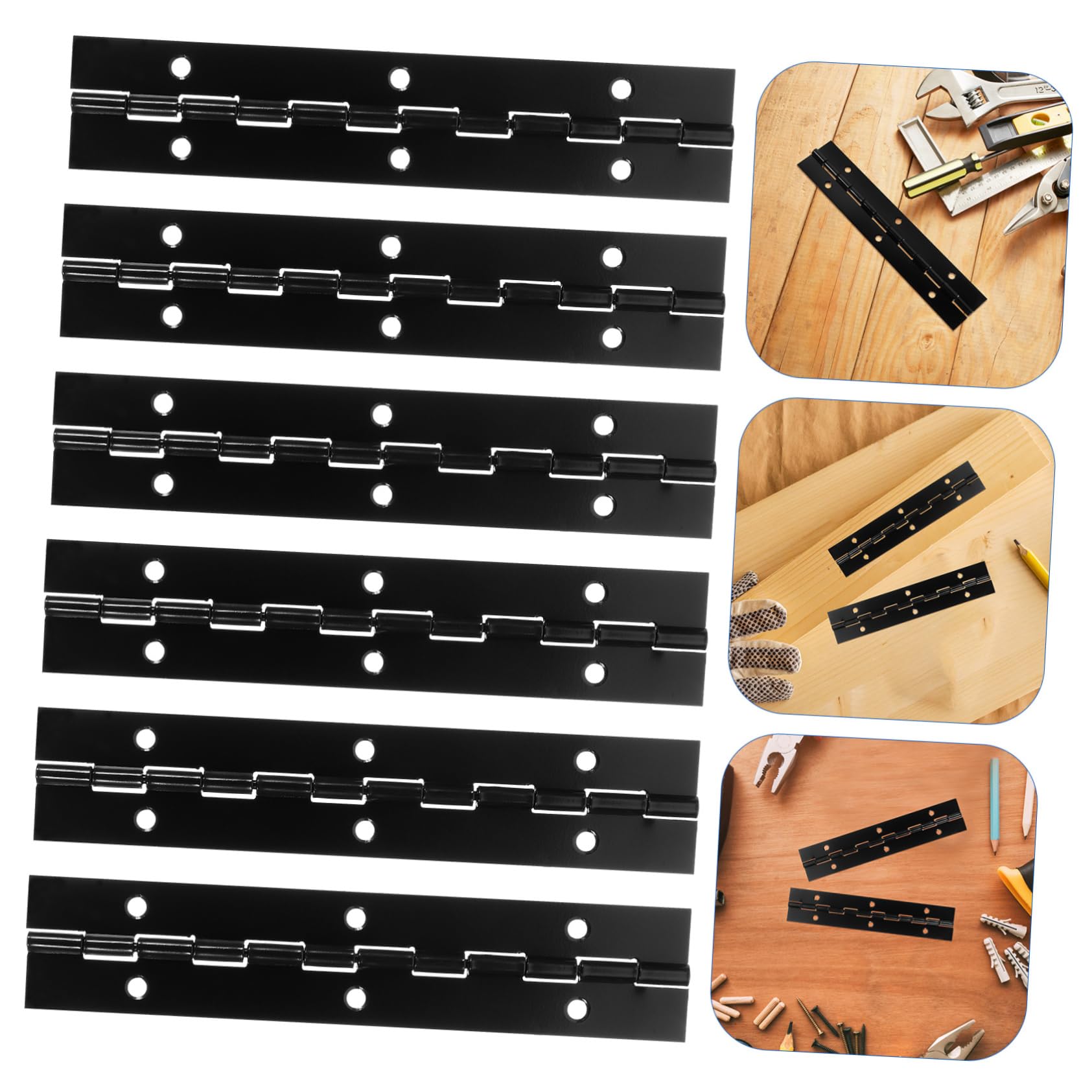 SOLUSTRE 6pcs Long Hinge Hinges Piano Hinge Garage Door Hinge Small Hinge Door Hardware Door Hinge Installation Kit Heavy Duty Hinge Iron Black