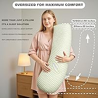 Vista 6 de Almohada de embarazo para mujer, almohada de maternidad de cuerpo completo para soporte de espalda y cadera, funda suave extraíble para comodidad