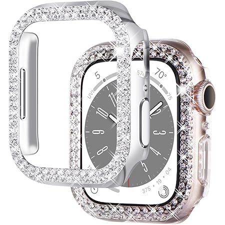 NewWays2-Pack Bling Cases Compatible for Apple Watch Series 8 41mm Series 7, Protective Bumper for iWatch Series8/ 7 (41mm, Silver/Clear)