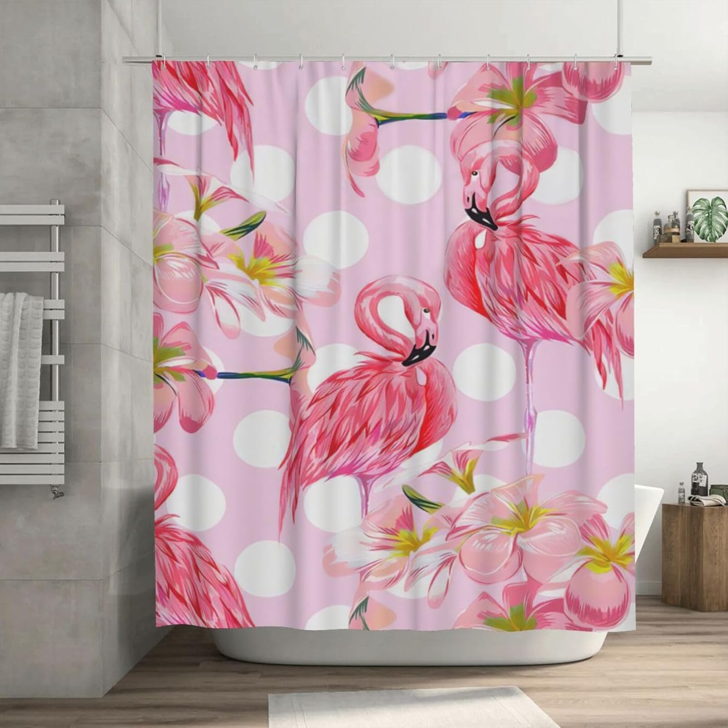 Wsradto Tropical Flamingo Shower Curtain for Bathroom