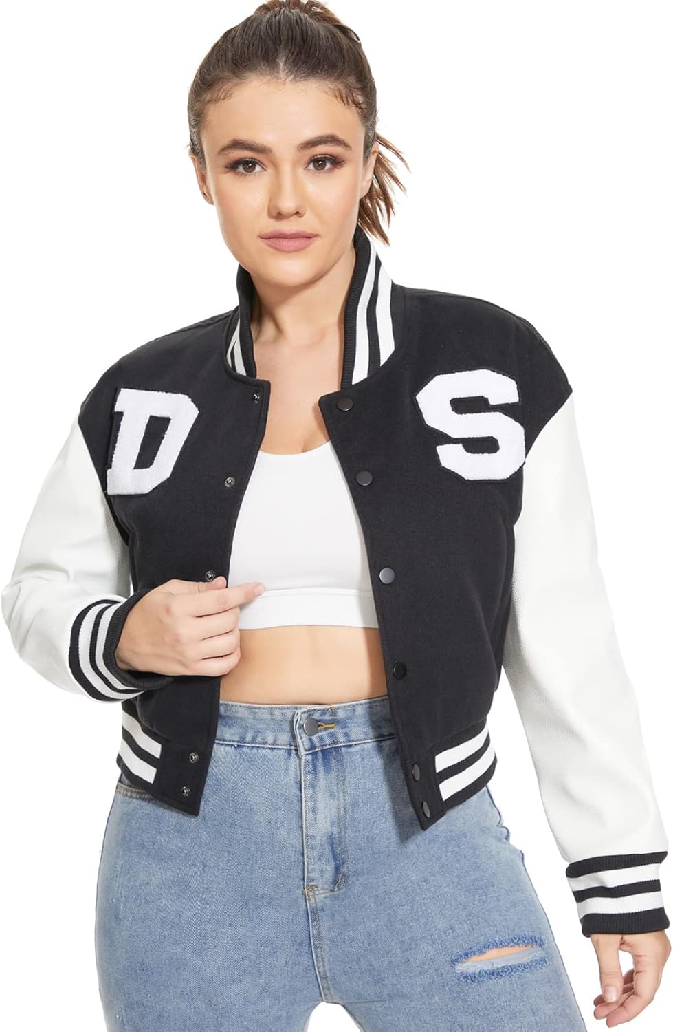 DARKSHE Women’s Faux Leather PU Jacket, Graffiti Studded Rivet Punk Biker Moto Fashion Coat with Long Sleeve