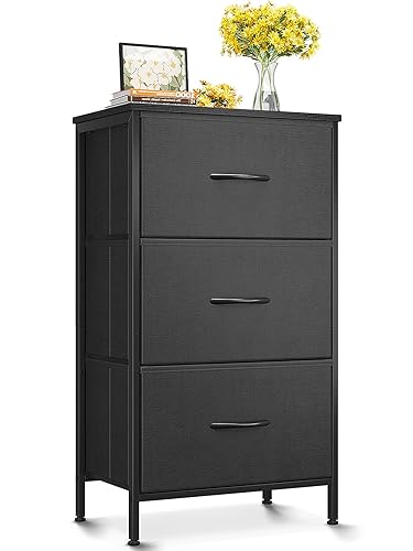 AODK Dresser for Bedroom Nightstand Small Dressers Chest of Drawers End Table for Living Room, Closet Dresser with 3 Storage Drawers Organizer Clothes, Black - Black