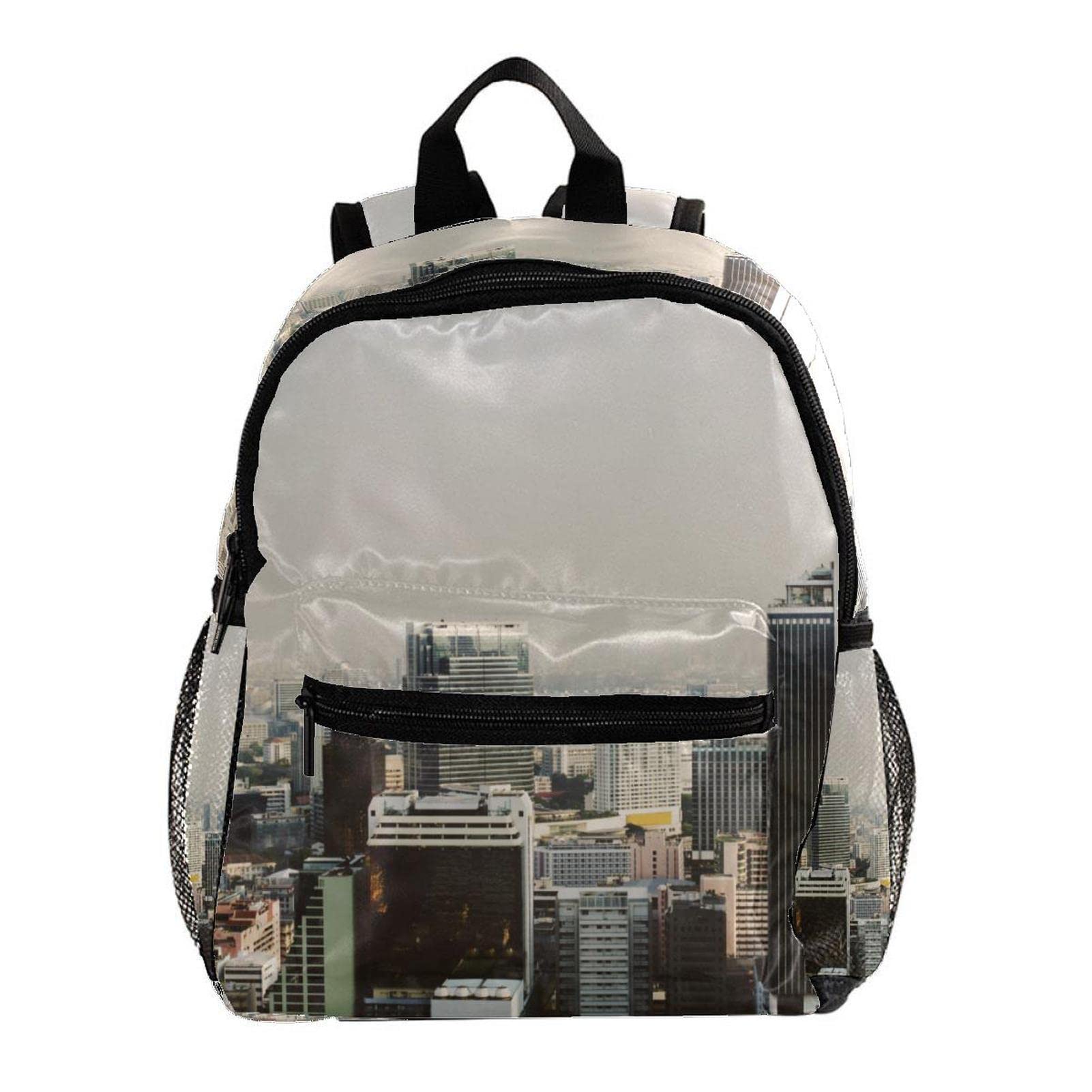 Mochila para niños y niñas de 12 pulgadas con diseño urbano de edificios 6