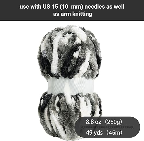 Miniatura 2 de HOMBYS Hilo de terciopelo grueso, hilo de felpilla súper voluminoso para tejer, hilo grueso de felpa esponjosa para ganchillo, hilo suave rojo vino,