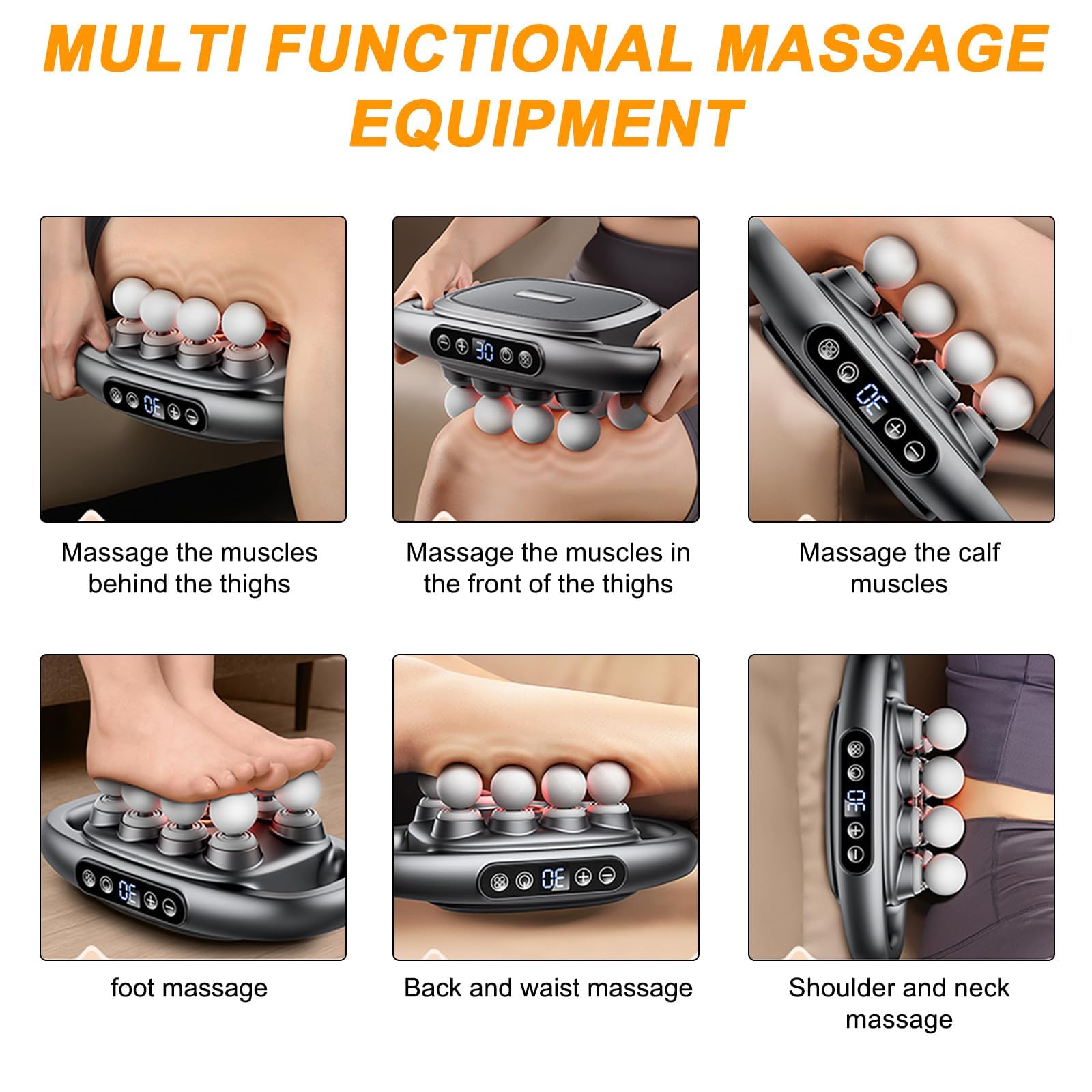 Pistolet de massage à 8 têtes – Pistolet de massage musculaire pour tissus profonds, soulagement de la douleur musculaire, masseur de cou pour jambes, cou, dos, épaules, masseur du dos, accessoires de