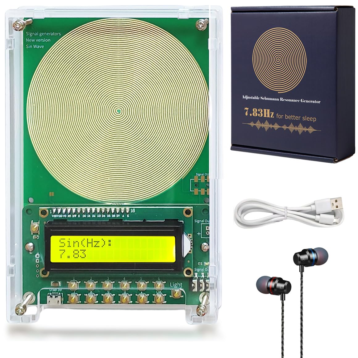 Adjustable Frequency Generator for Healing (0.01Hz-299kHz), 7.83Hz Schumann Resonance Generator, Sine Wave Frequency Healing Device for Improving Sleep & Meditation, USB Powered