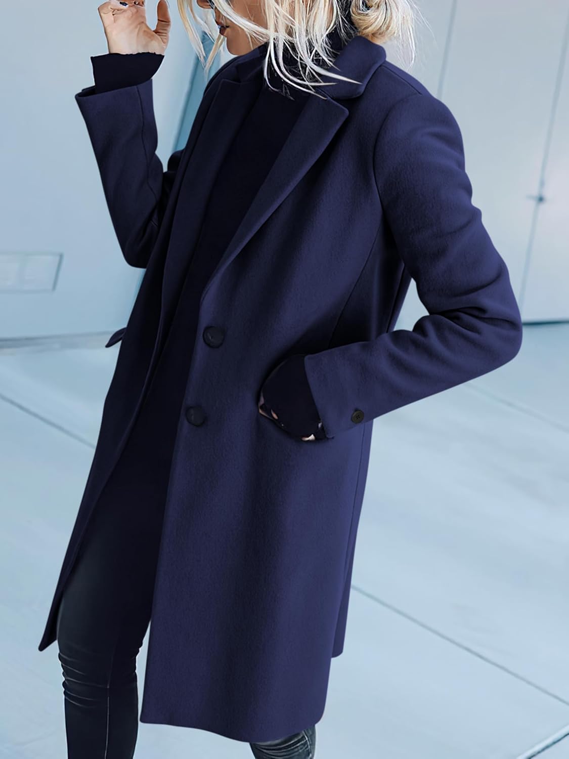 ANRABESS Womens Peacoat Notched Lapel Collar Single-Breasted Trench Coats Loose Casual Long Jacket 2025 Fall Winter Outerwear - Image 4