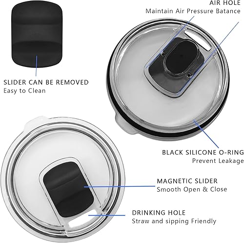 Miniatura 3 de NETRIWOW 2 tapas de repuesto para vaso YETI, fundas magnéticas de repuesto compatibles con Rambler, para Old Style Rtic, para Ozark Trail (20 onzas,