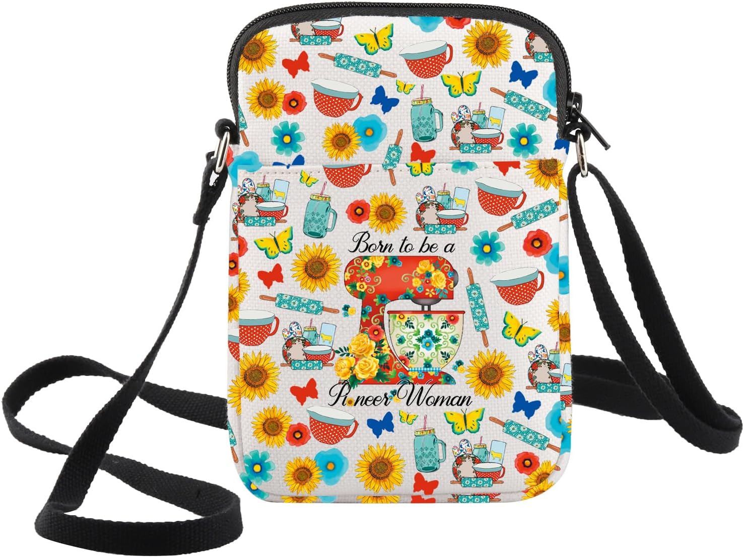 WZMPA Pioneer Crossbody Bag Cooking Lovers Gift Born To Be A Pioneer Makeup Zipper Pouch Bag Cooking Merch