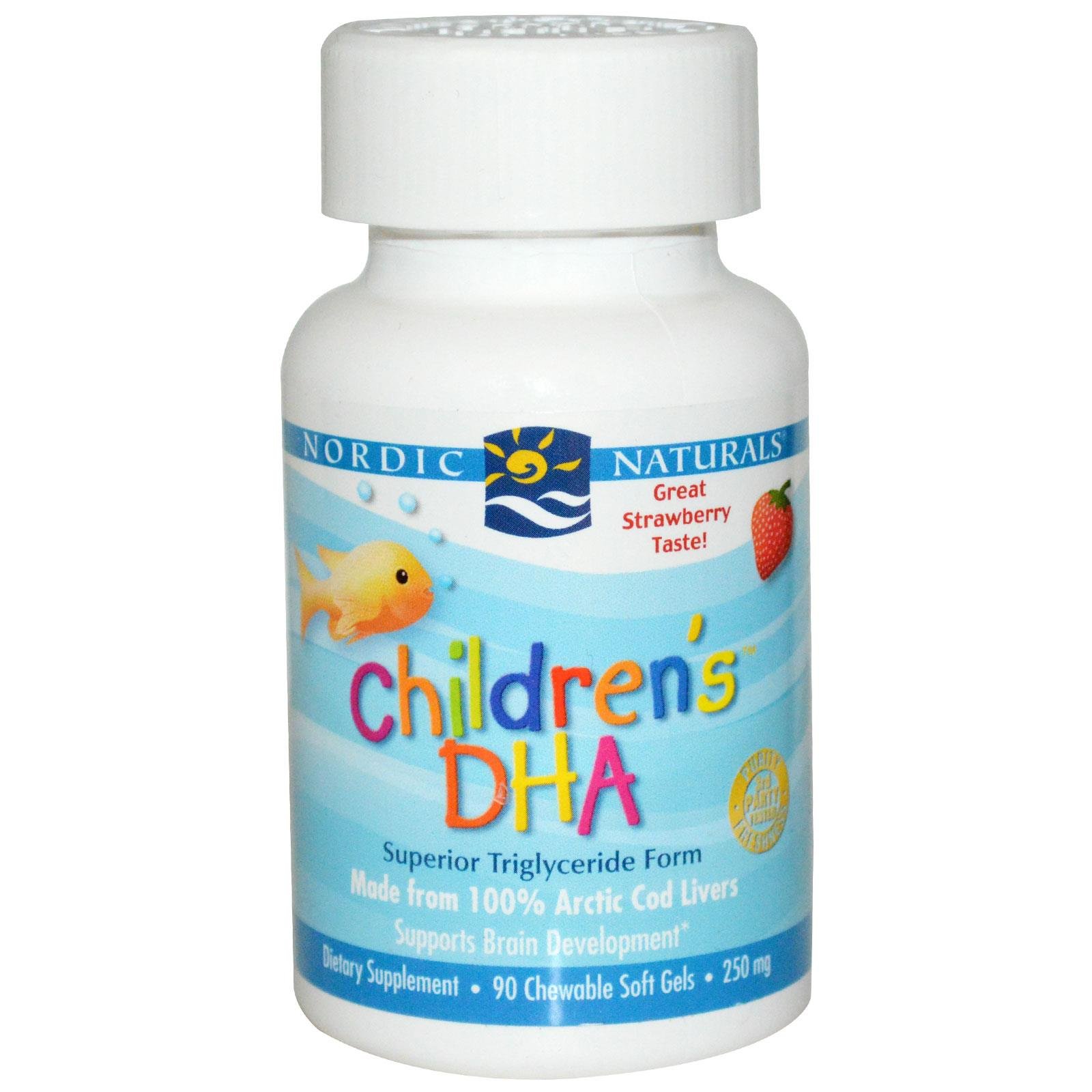 Nordic Naturals Children's DHA Capsules, 250 mg,Strawberry, 90-Count