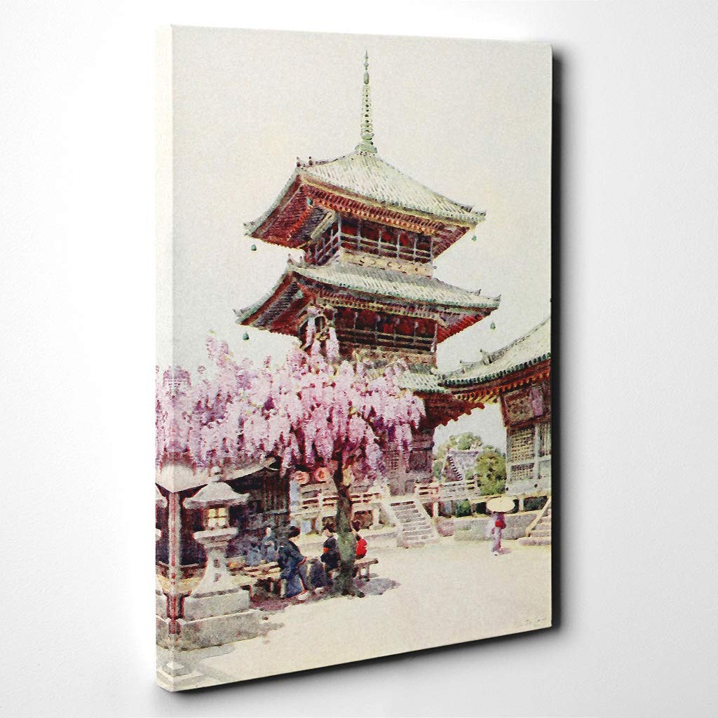 Ella Du Cane Japanese Oriental Wisteria, Kyomidzu Canvas Print | Gallery Wrapped 30mm Frame Wall Art | 30x20 inches | Ready to Hang | Asian Picture | Living Room Bedroom Lounge Office