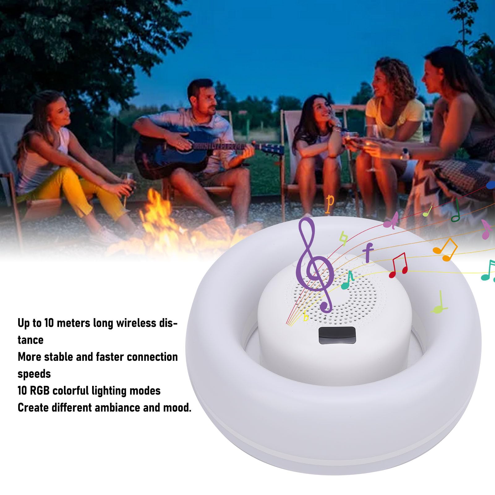 Annadue Altavoz de Piscina Flotante, Altavoz de Piscina Bluetooth de Luces Dinámicas, Altavoz de a Prueba de Agua IP65 con Pantalla de Temperatura para la Ducha de Fiesta de la Piscina