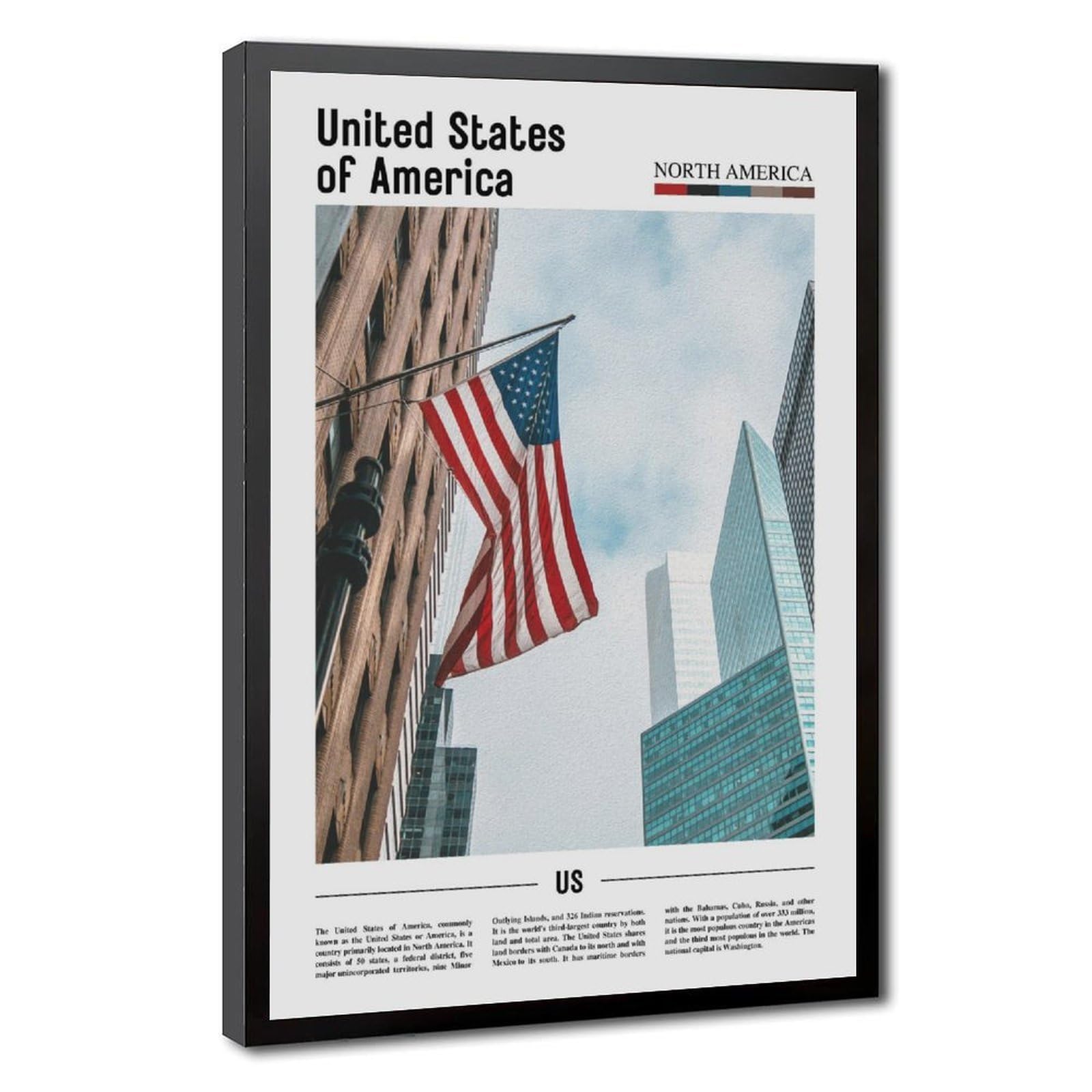 Wcyb Black Frame United States Of America The United States Of America Scenery Travel Prints Posters Canvas Deco Paintings Wall Art For Office Living Room Hangable Fra