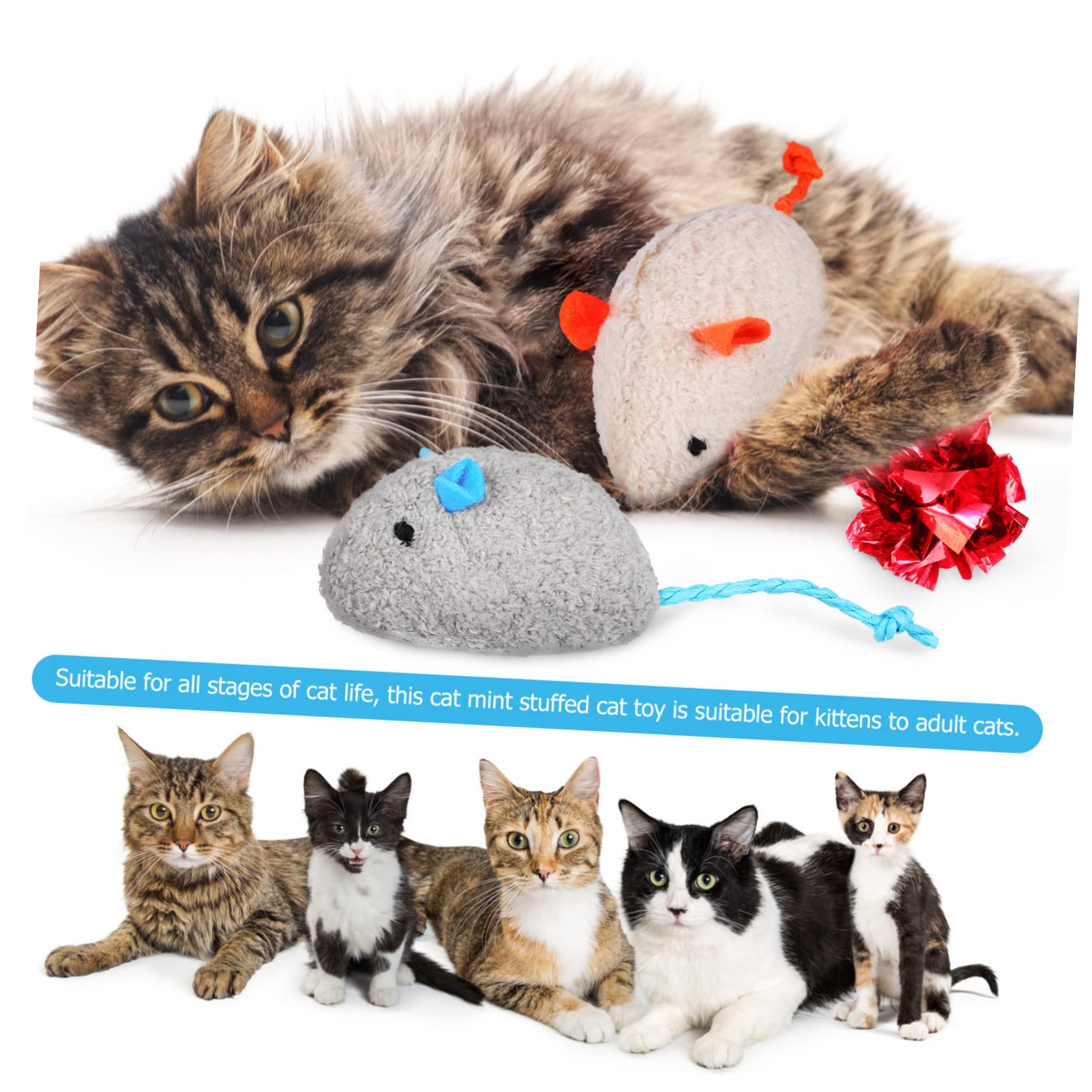 VANZACK 52piezas Juguetes Interactivos para Gatos Ratones De Peluche y Bolas Crinkle para Entretenimiento Interiores