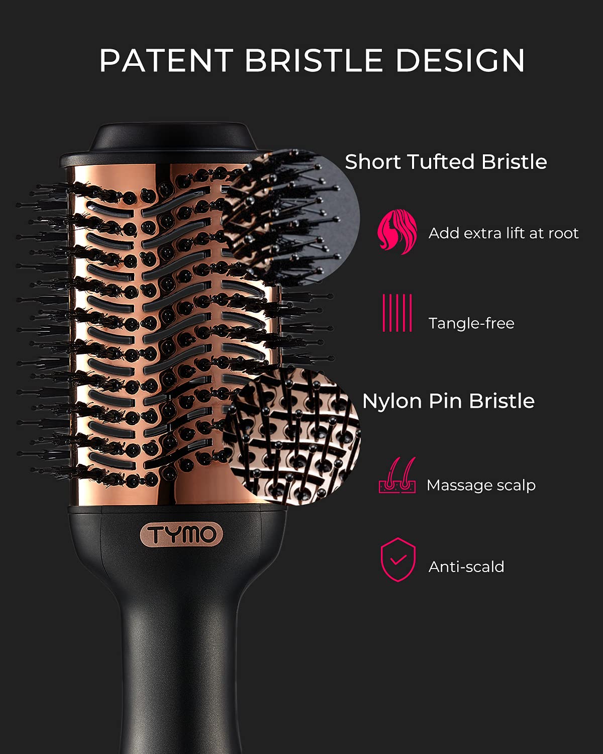 TYMO Hot Air Brush Ionic Hair Dryer & Volumizer, Professional One