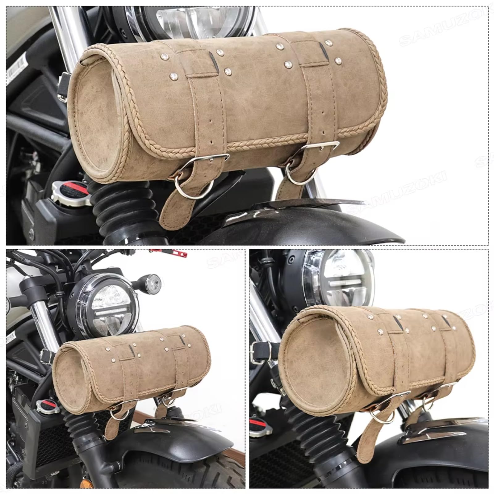 Compatibile Con Suzuki 1 Pz PU Moto Zaino Bagagli Borsa Sella Borse Per Attrezzi Accessori Di Ricambio Sacche Moto(Brown)