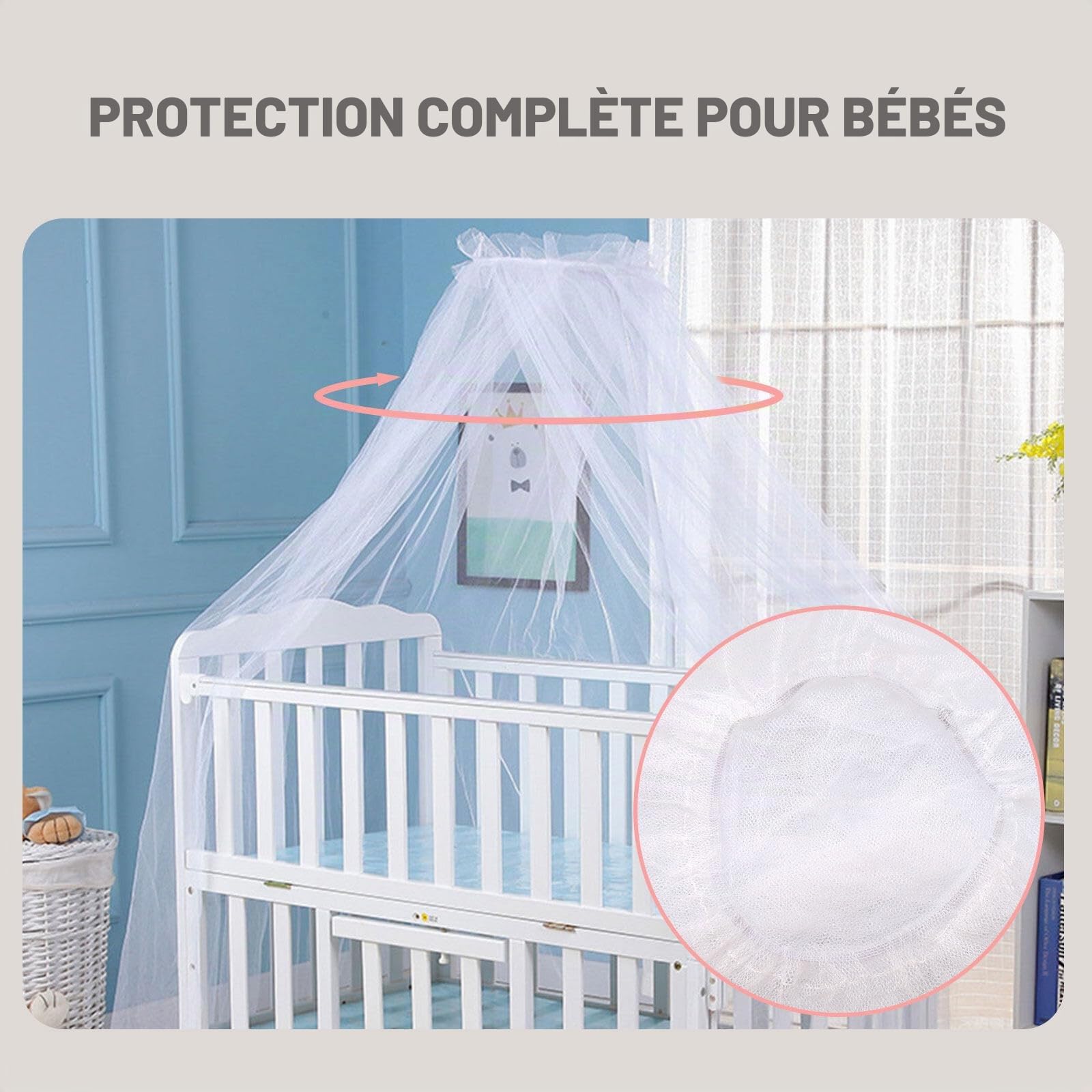 Moustiquaire pour lit de bébé et baldaquin, moustiquaire de plafond pour berceau