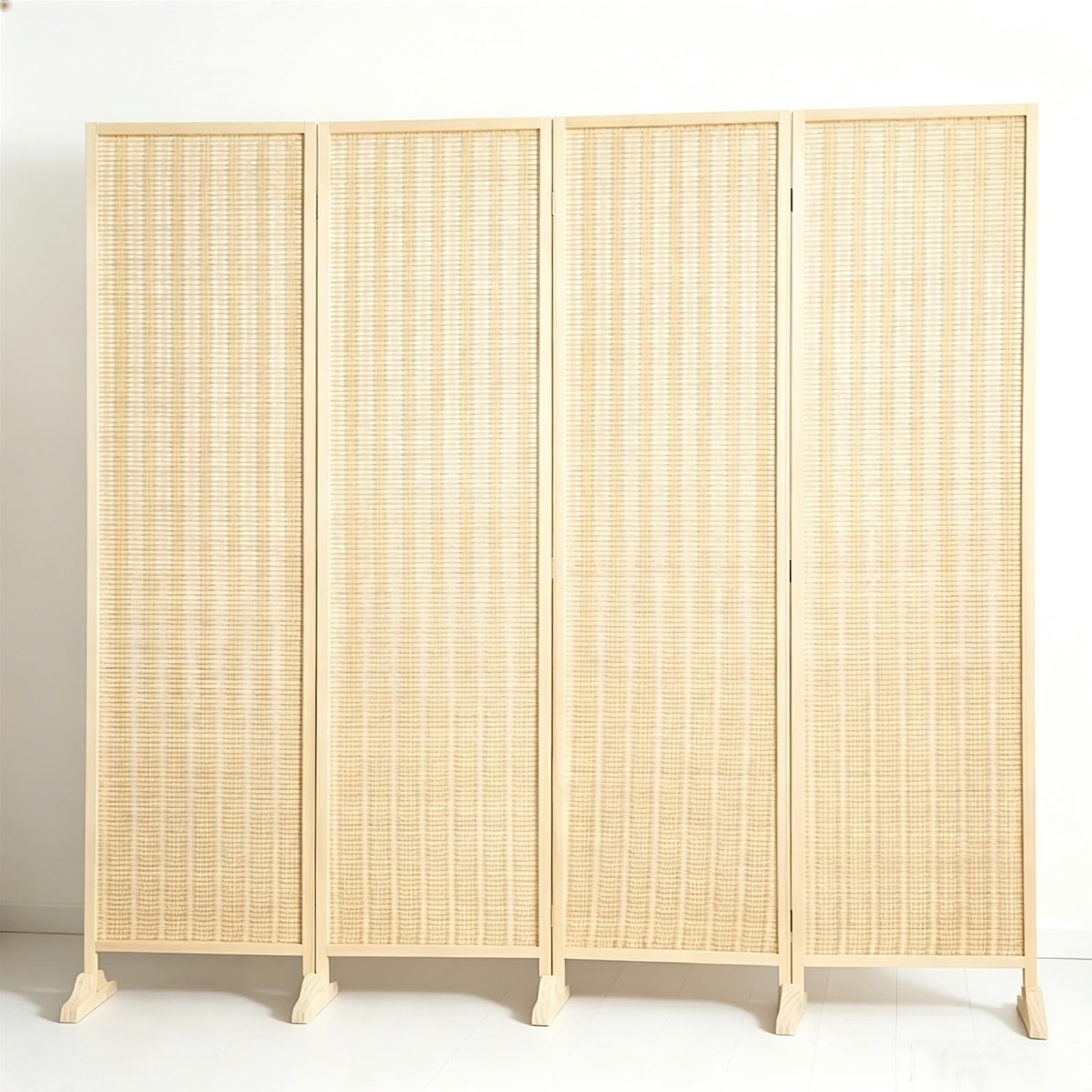 Natural Wood Partitions Dividers, Folding Privacy Screen, Bamboo Divider, For Room Separation, Home, Office, Restaurant & Bedroom(4-panel)