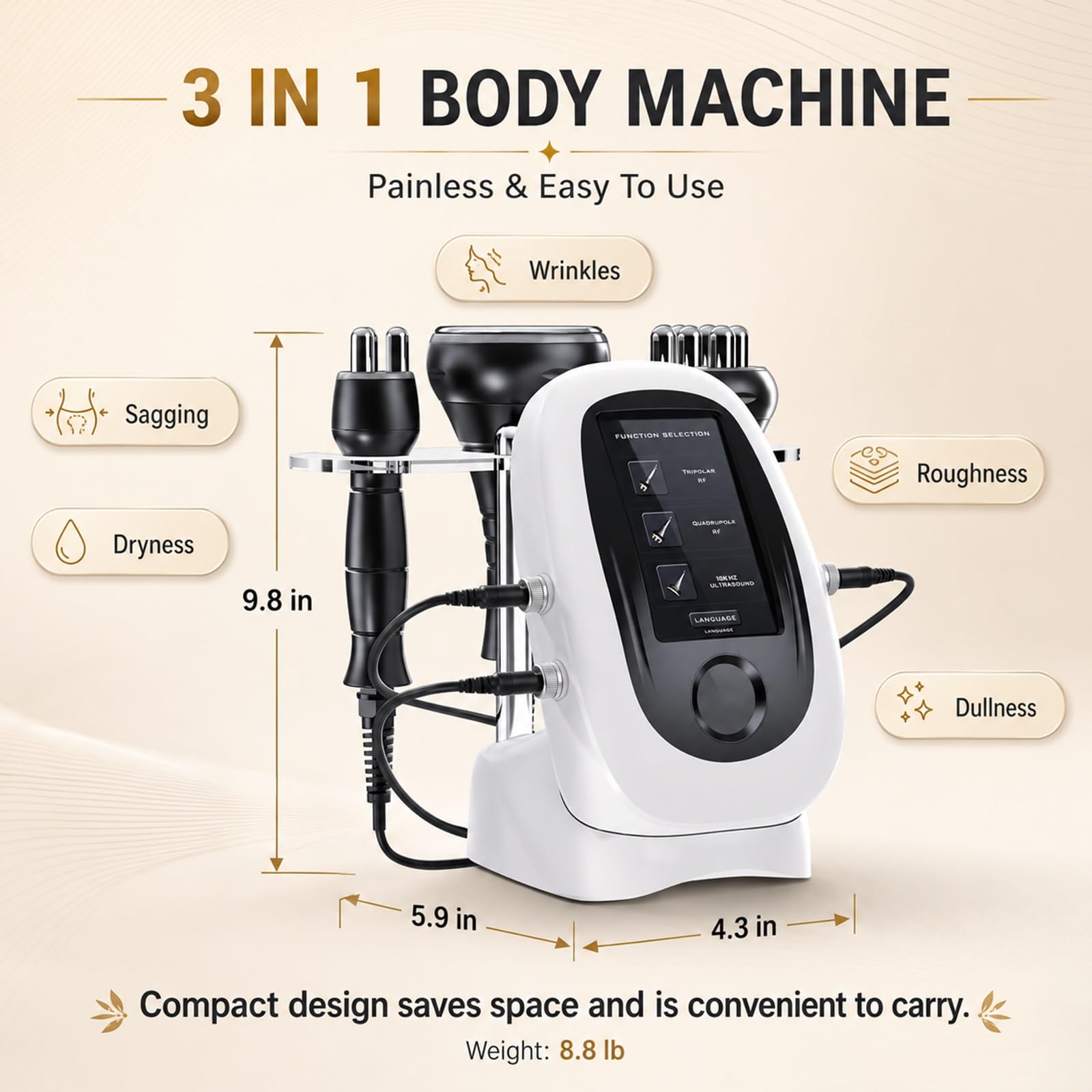 Macchina A Cavitazione 40K Per Il Rimodellamento Del Corpo – Dispositivo Professionale 3-in-1 Per Home Spa – Massaggiatore Multifunzionale Per La Cura Del Viso E Attrezzatura Estetica