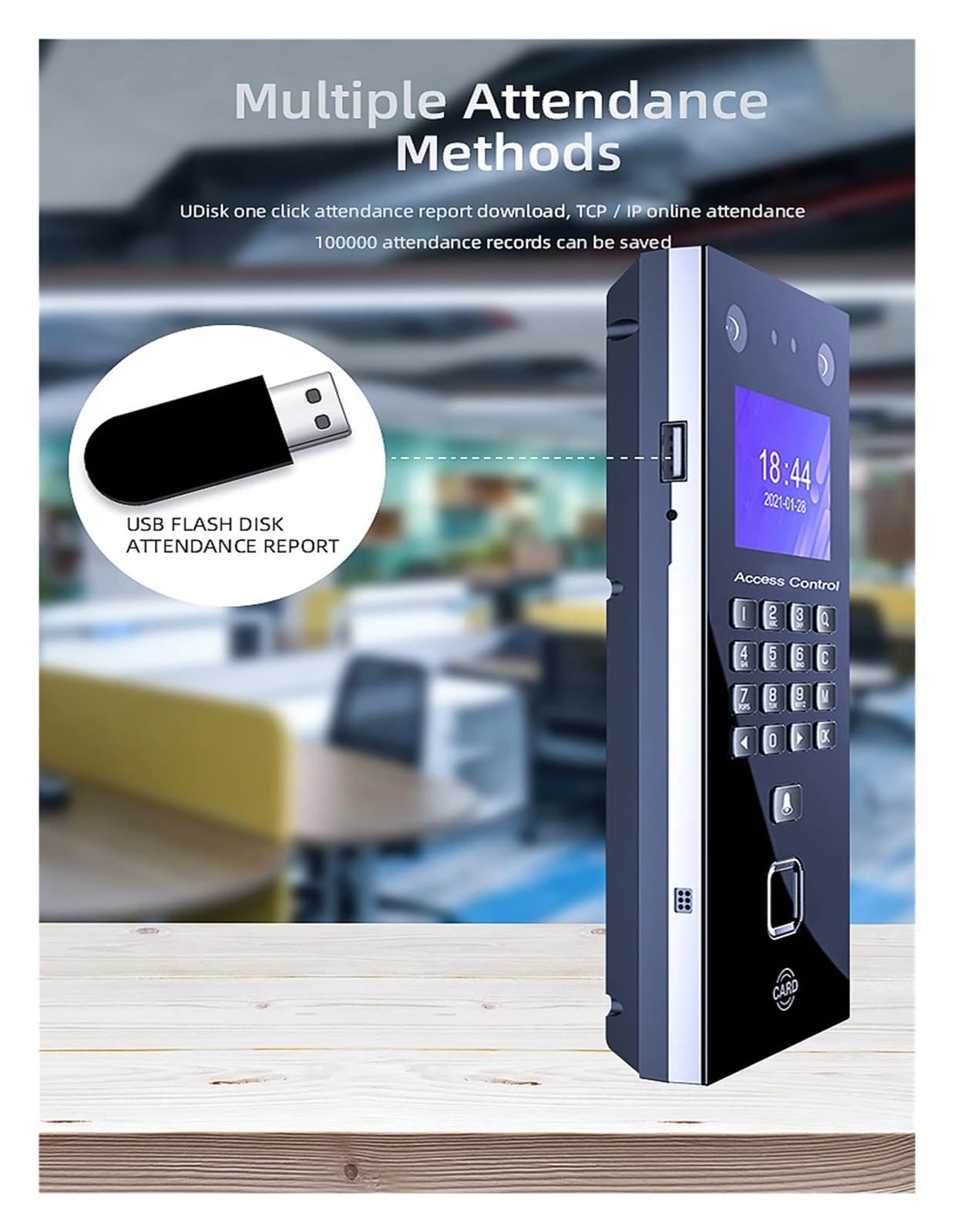 Sistema de control de acceso de puerta USB de 2.4 pulgadas, lector de teclado RFID (Rface602EM-USB)
