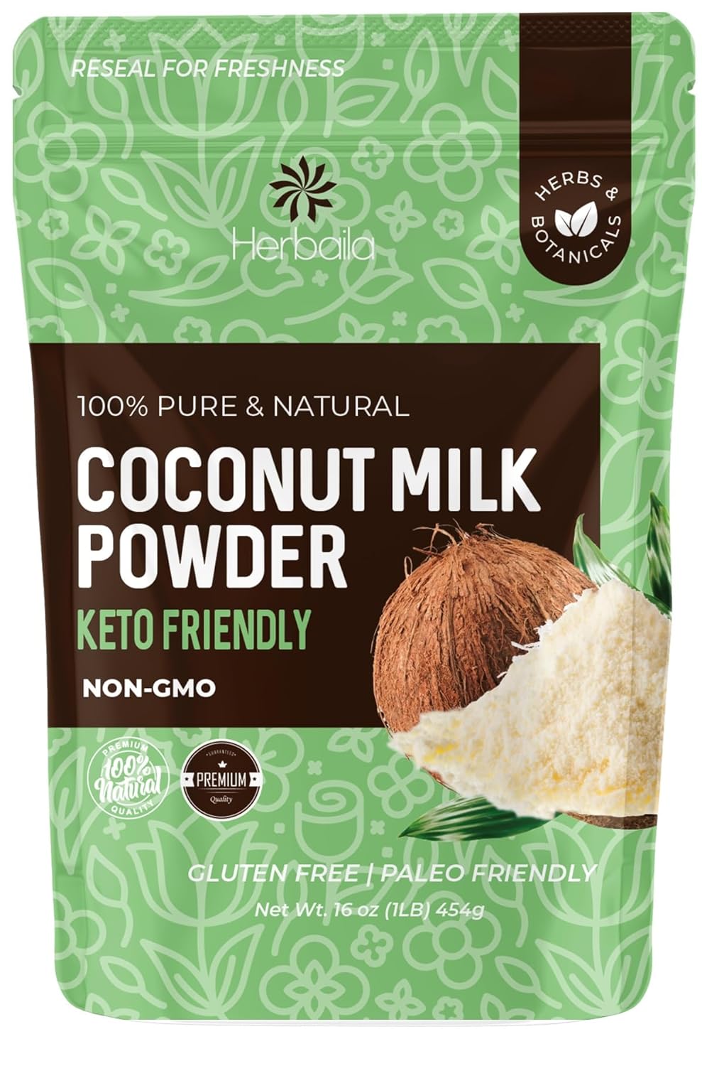 Coconut Milk Powder Unsweetened 1lb. Dry Coconut Milk Powder for Coffee. All Natural
