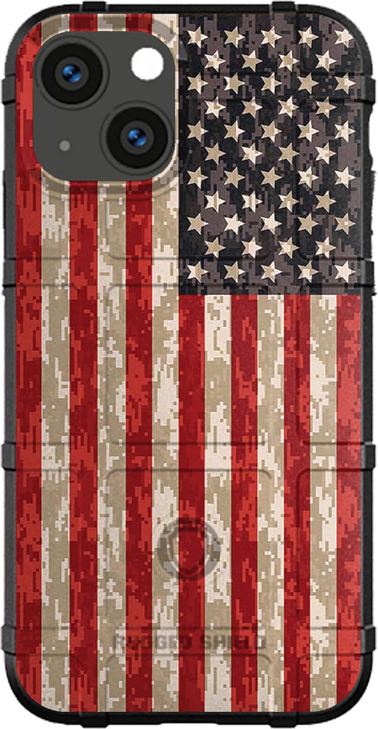 EGO TACTICAL Limited Edition Rugged Shield case Compatible with iPhone 14 [6.1" Screen] Printed in The USA USA Digital Camouflage Full Color Flag