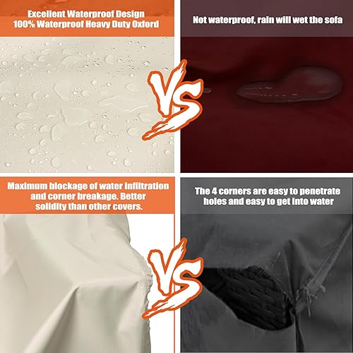 Miniatura 7 de Funda para sofá de patio, 88 pulgadas de ancho x 33 pulgadas de profundidad x 31.8 pulgadas de alto, funda impermeable para sofá de exteriores,