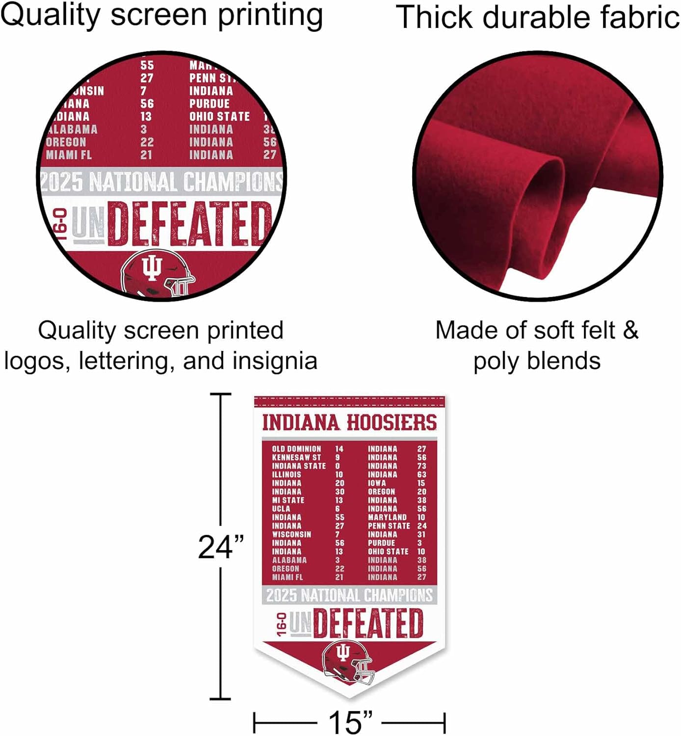 Indiana Hoosiers 2025 Undefeated Season and National Champions Banner - Image 2