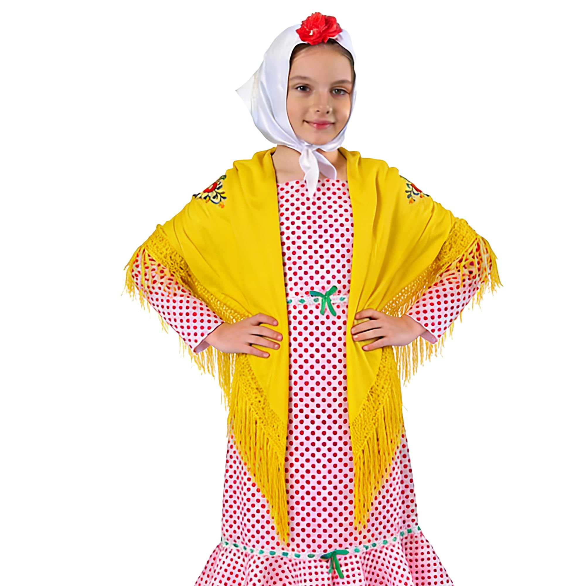 Wildarms Mantón de Sevillana Bordado con Flecos para Flamenco Feria Disfraz Baile Tradicional Mujer — view 4