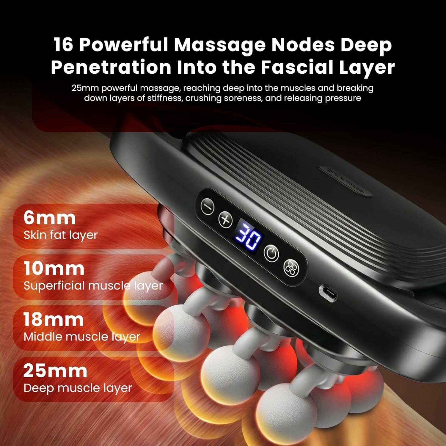 16 Head Massage Gun, Free Arthritis Gloves for Full Body Pain Relief, Percussion Massager for Back, Neck, Shoulders, Legs Feet,30 Speeds 3 Modes,Muscle Relief,Pain Relife