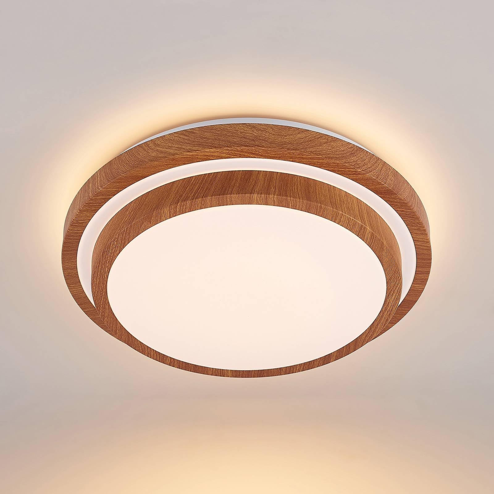 Lindby LED Lámpara de techo Vaako (Moderno) en Marrón hecho Plástico (1 llama, lámpara, plafón