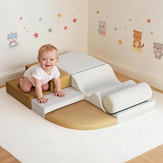 Garvee Foam Climbing Blocks for Toddlers 1-3, 6-Piece Baby Climbing Toys, Indoor Baby Activity Play Set for Crawling and Sliding, Soft Climbing Blocks for Infants and Kids