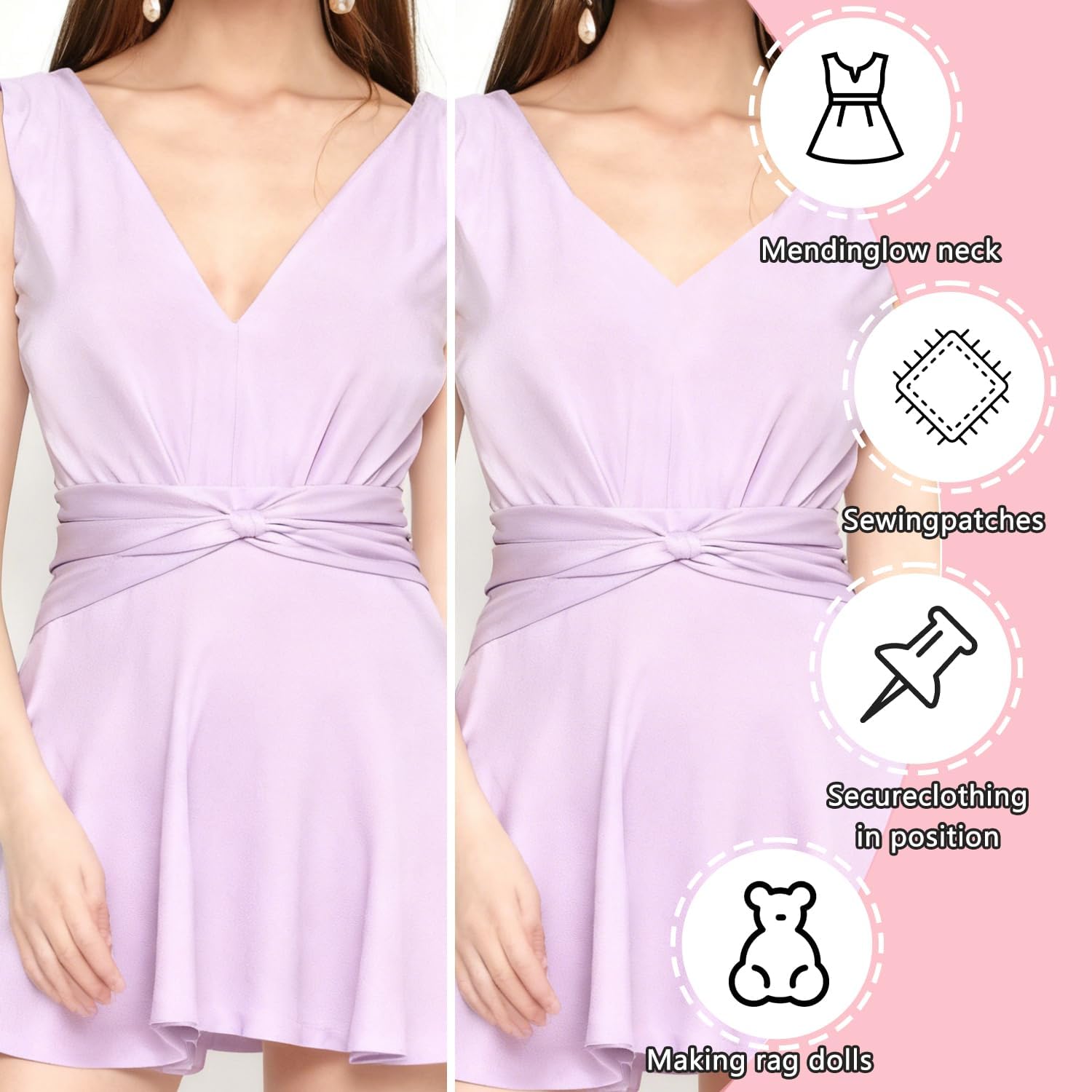 Stitch Gun for Clothes, Handheld Stitch Gun Quick Clothing Fixer, Sewing Kit Includes 6 Needle, 2000 White + 2000 Black Fasteners, Pink, Garment Repair Tool - Image 6