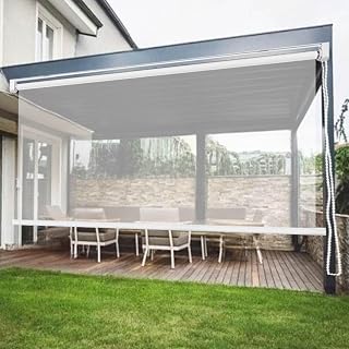 Heavy Duty Clear Windproof Roller Shade for Balcony Patio Transparent PVC Blind & Grommet Custom Size Draft Stopper Waterproof Thermal Insulated Soft Vinyl Partition for Outdoor Indoor(W55X75IN)