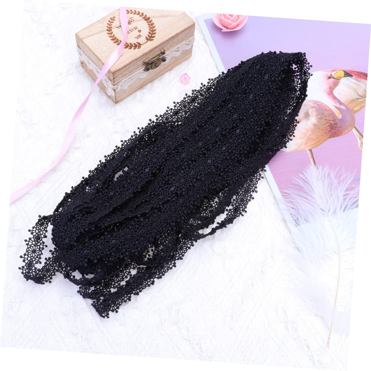 SHINEOFI 3piezas Ribete De Encaje Negro De Yardas Trim De Encaje Bordado Para Decoración De Ropa Manualidades y Bodas Material Suave y Cómodo Para Vestidos y Accesorios Diy