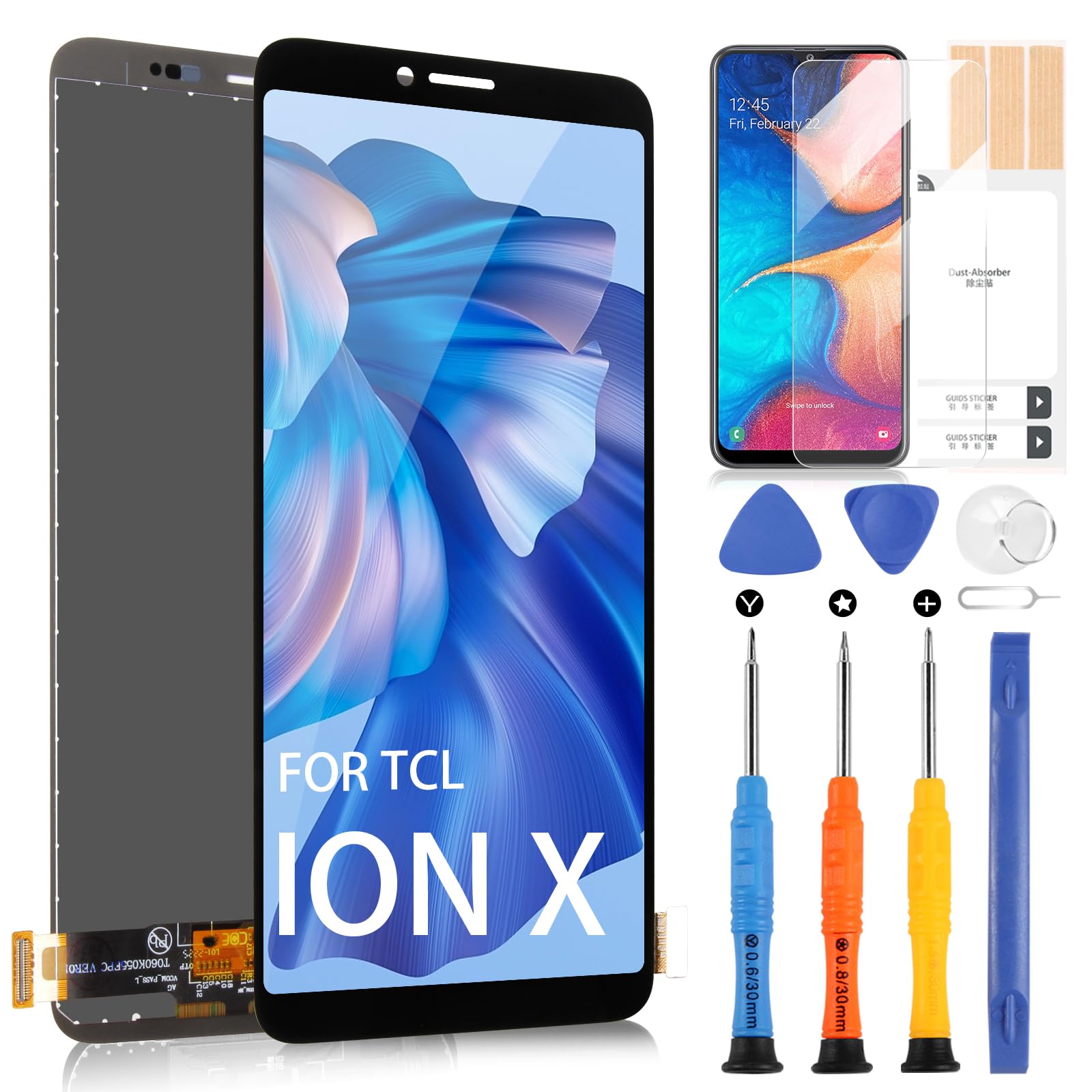 ARSSLY for TCL ION X Screen Replacement,LCD Display Touch Screen Digitizer Assembly T430W T607DL Replacement Repair Rarts(Black,6.0 inch)