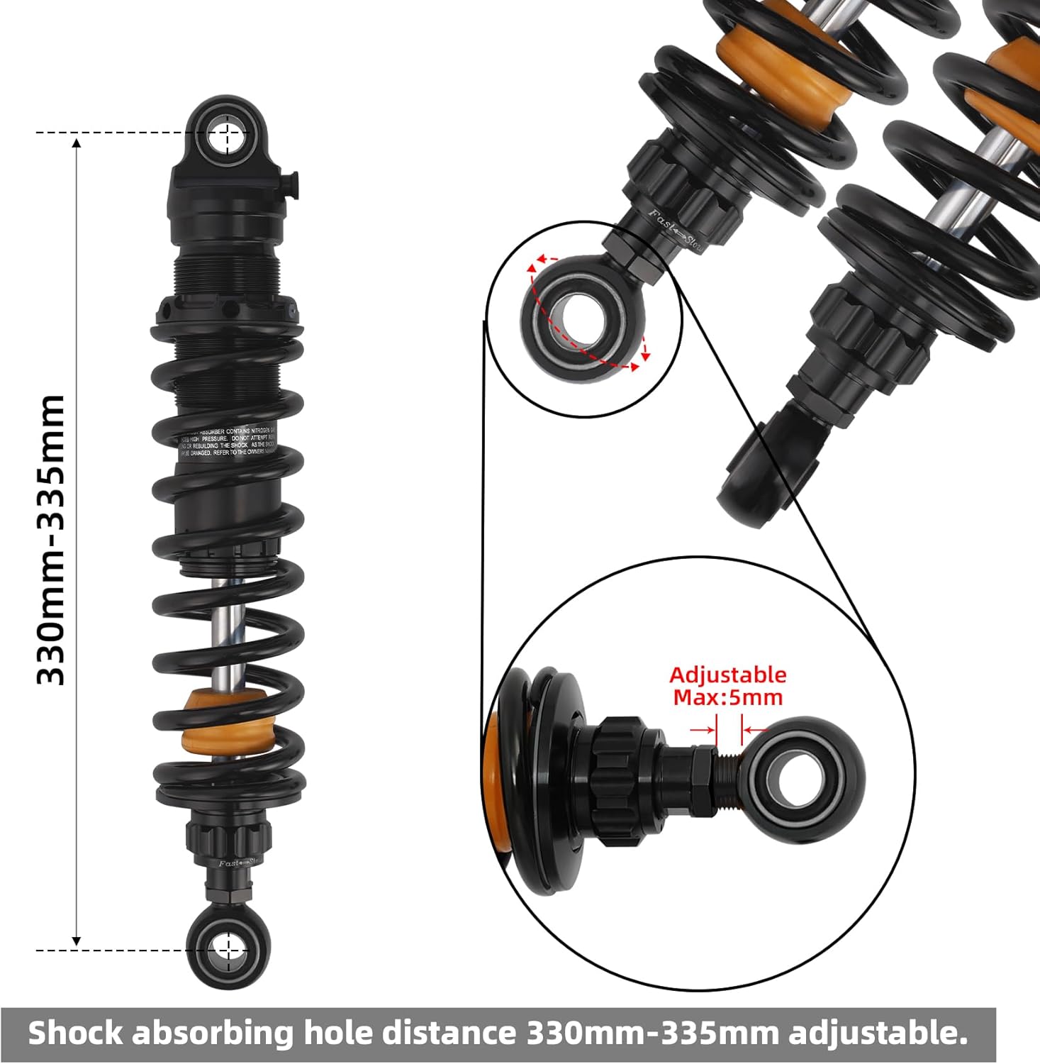 TCMT Motorcycle Remote Reservoir Rear Suspension Shock Absorber Fit For Harley Touring 2014-2025 Road Glide Road King Street Glide