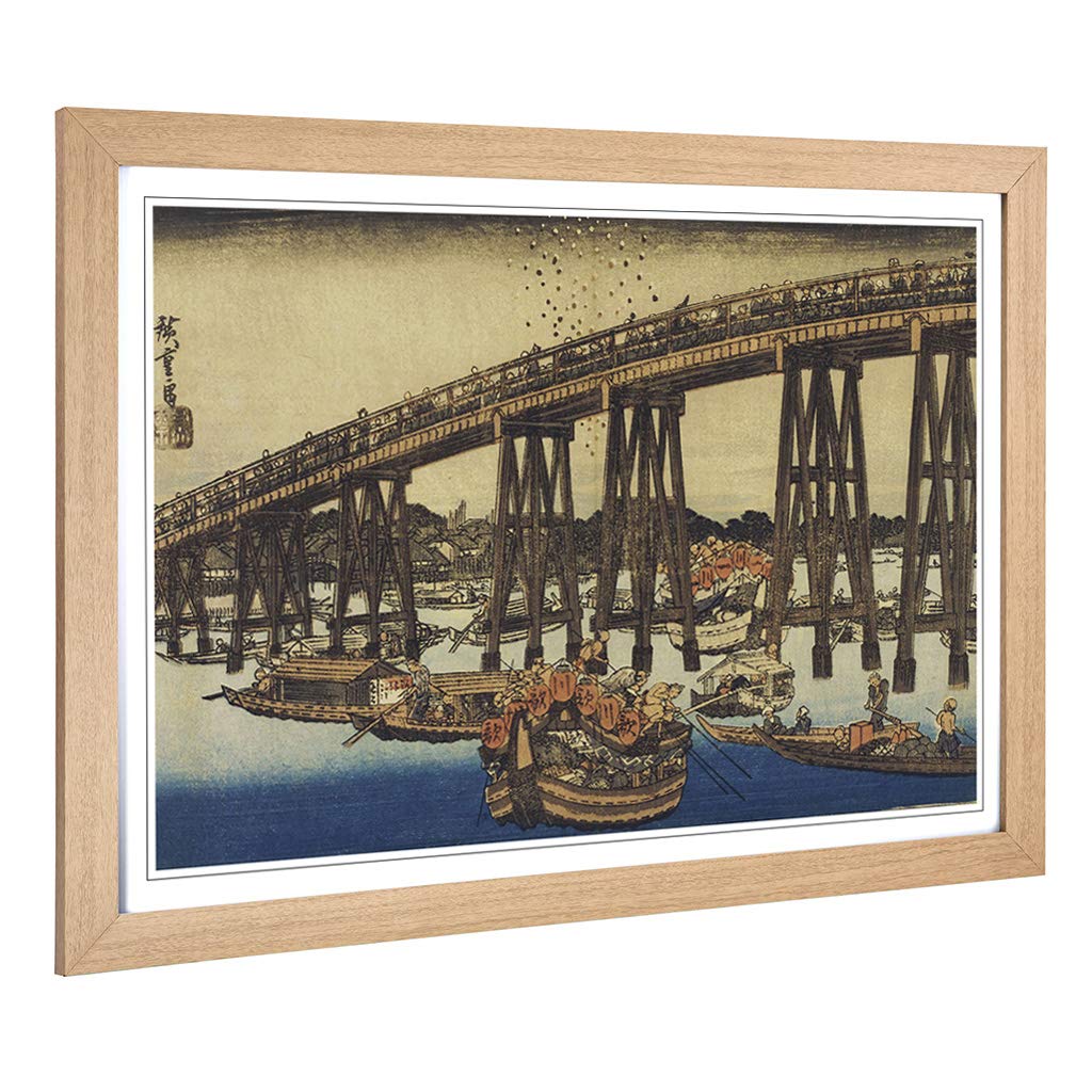 Big Box Art Framed Print of Hiroshige Japanese Oriental (29) Design | Wall Art Picture | Home Decor for Kitchen, Living Room, Bedroom, Hallway, Oak, A2 / 24.5x18 Inch / 62x45cm