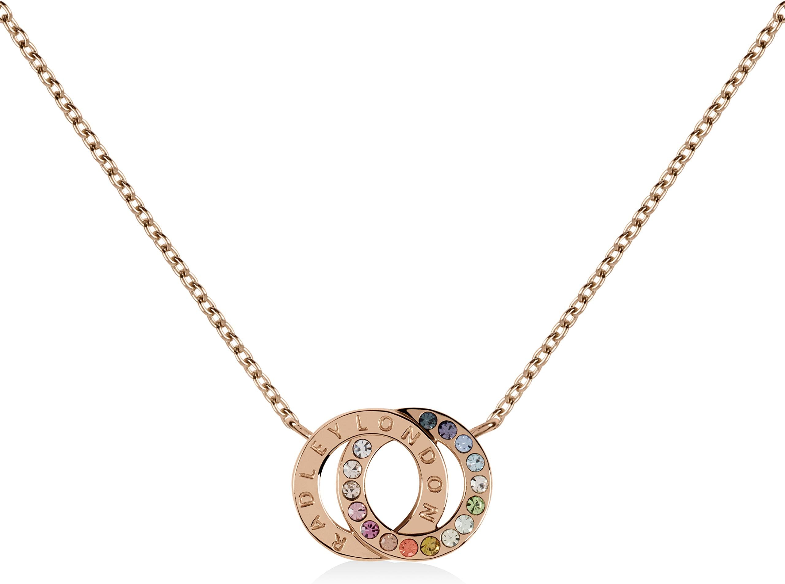 RADLEY Rocks Ladies 18ct Rose Gold Plated Rainbow stone Necklace RYJ2138, One Size, Sterling Silver, No Gemstone
