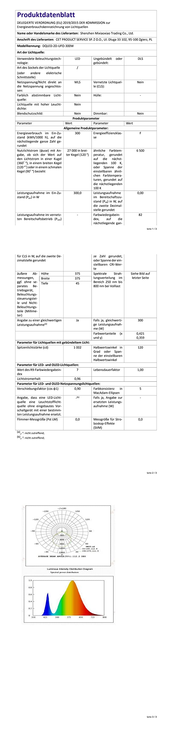 6 Stück 300W UFO LED Werkstattlampe, 30000LM Hallenstrahler 6000K Kaltweiß | IP65 Wasserdicht, 120° Strahl, 288 LEDs Superhell Industrielampe für Fabriken Garage Lagerhaus