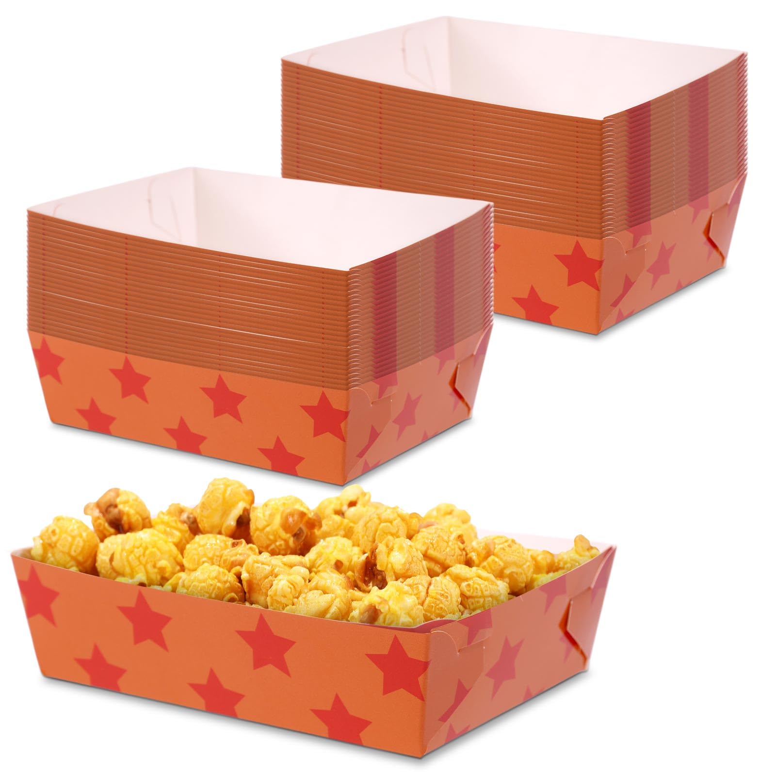50pcs Plateaux Alimentaires en Papier à Thème Animé, Plateau de Service Imprimé Jaunes et Étoiles Rouges Bateau Support de Nourriture Dessin Animé pour Décorations d'anniversaire Fête