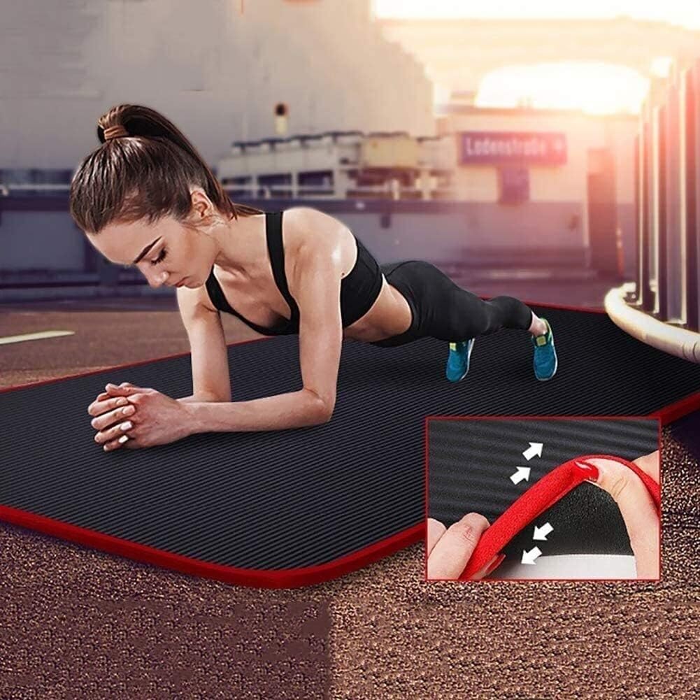Mata do jogi Pilates Mata do ćwiczeń Przysiady Ćwiczenia rozciągające Push-up Mężczyźni Kobiety Zagęszczona przyjazna mata do treningu fitness(Nero)