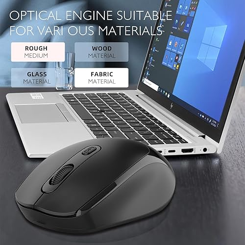 Miniatura 5 de ONE-UP Ratón inalámbrico, mouse silencioso de 2.4G, mouse de computadora con receptor nano USB para laptop, Chromebook, PC, Mac, Windows y trabajo