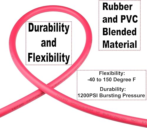 Miniatura 3 de YOTOO Manguera de aire híbrida de plomo de 38 pulgadas por 10 pies, 300 PSI resistente, ligera, resistente a las torceduras, flexibilidad para todo