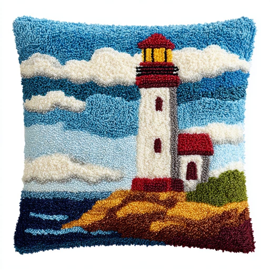 AxiangziK Latch Hook Cushion Kits for Adults,Seaside Lighthouse